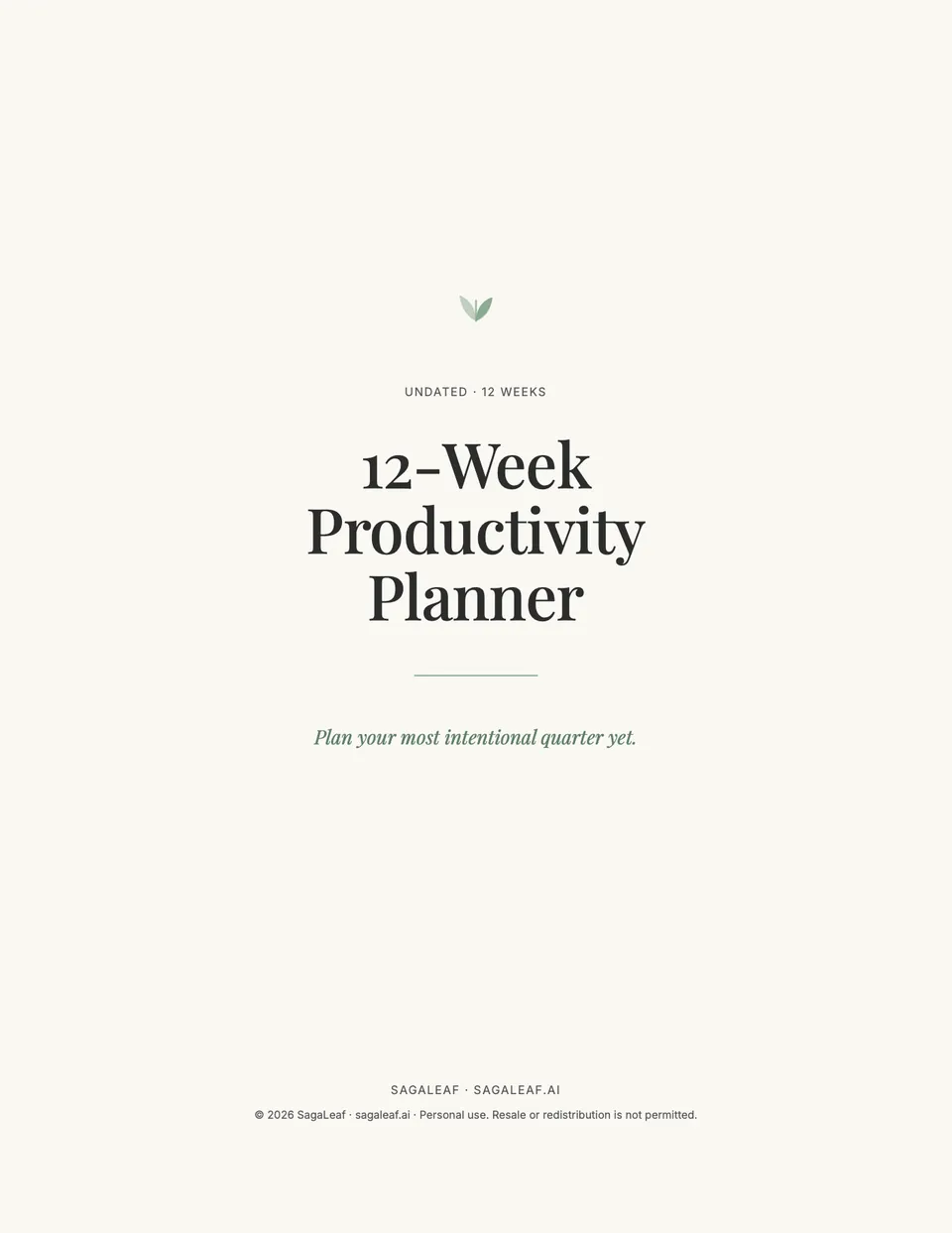 Cover of the 12-Week Productivity Planner