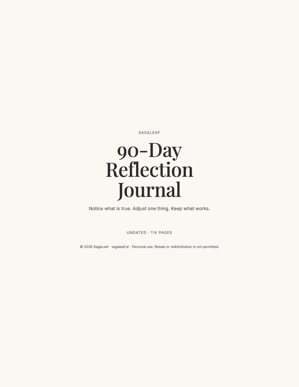 Cover of the 90-Day Reflection Journal