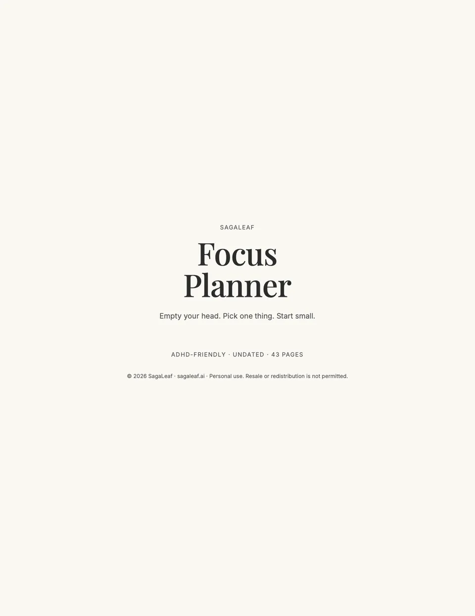 Cover of the SagaLeaf Focus Planner