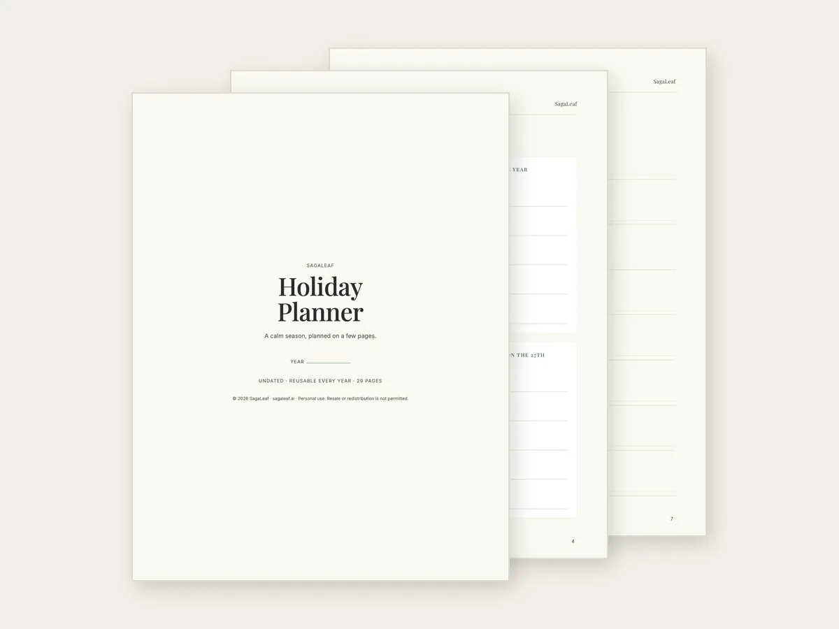 Pages from the Holiday Planner