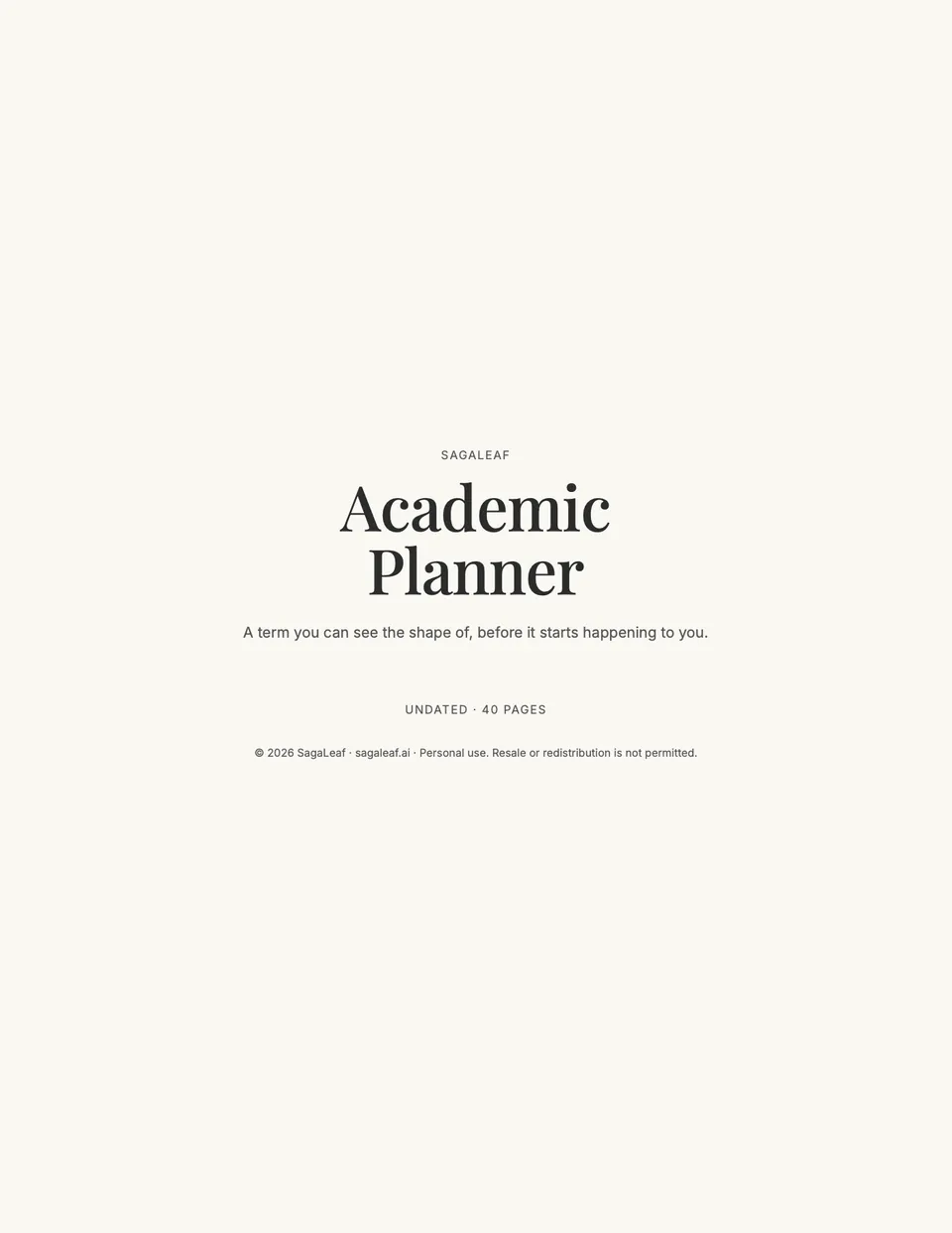 Cover of the Student Academic Planner