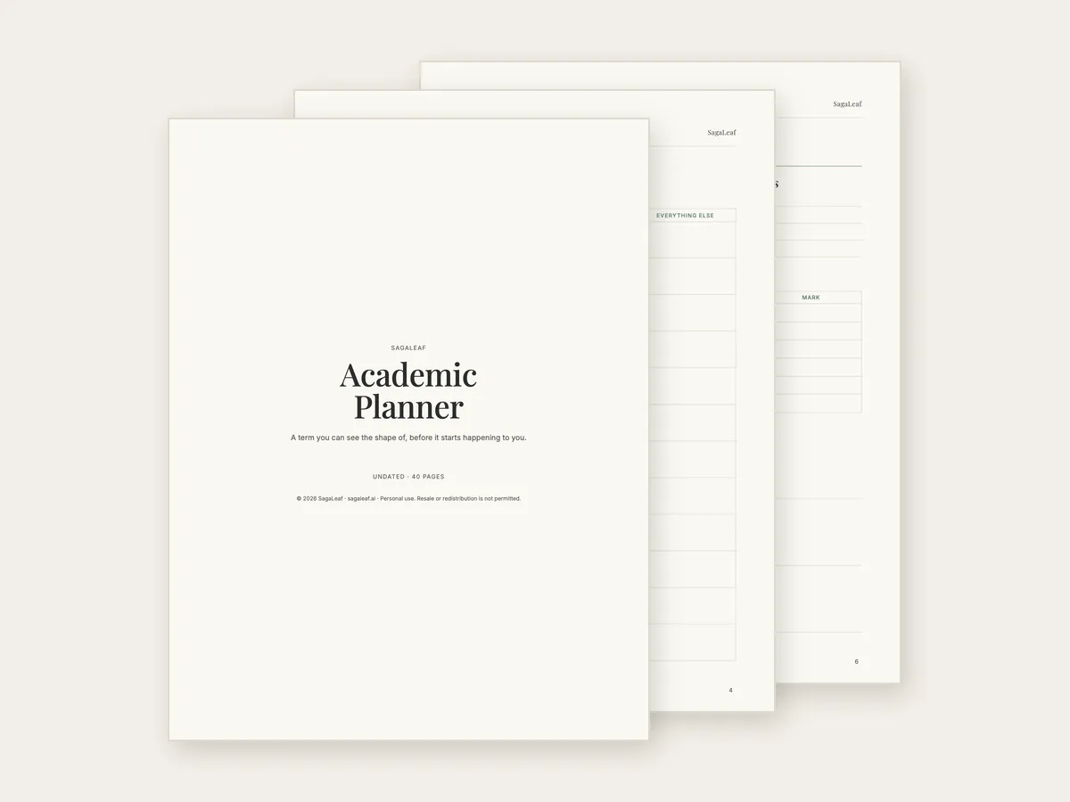 Pages from the Student Academic Planner