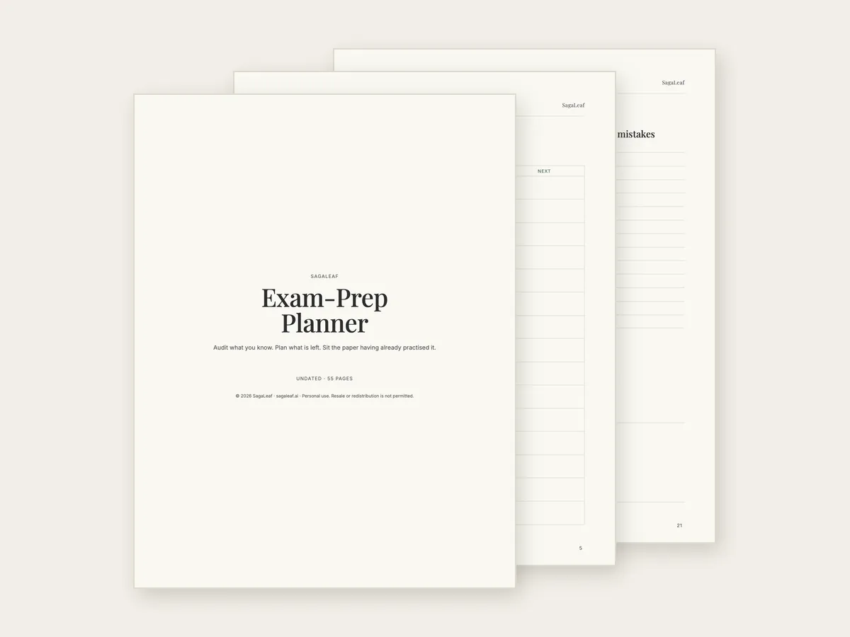 Pages from the Student Exam-Prep Planner