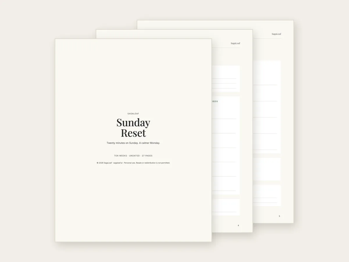 Pages from the Sunday Reset Planner