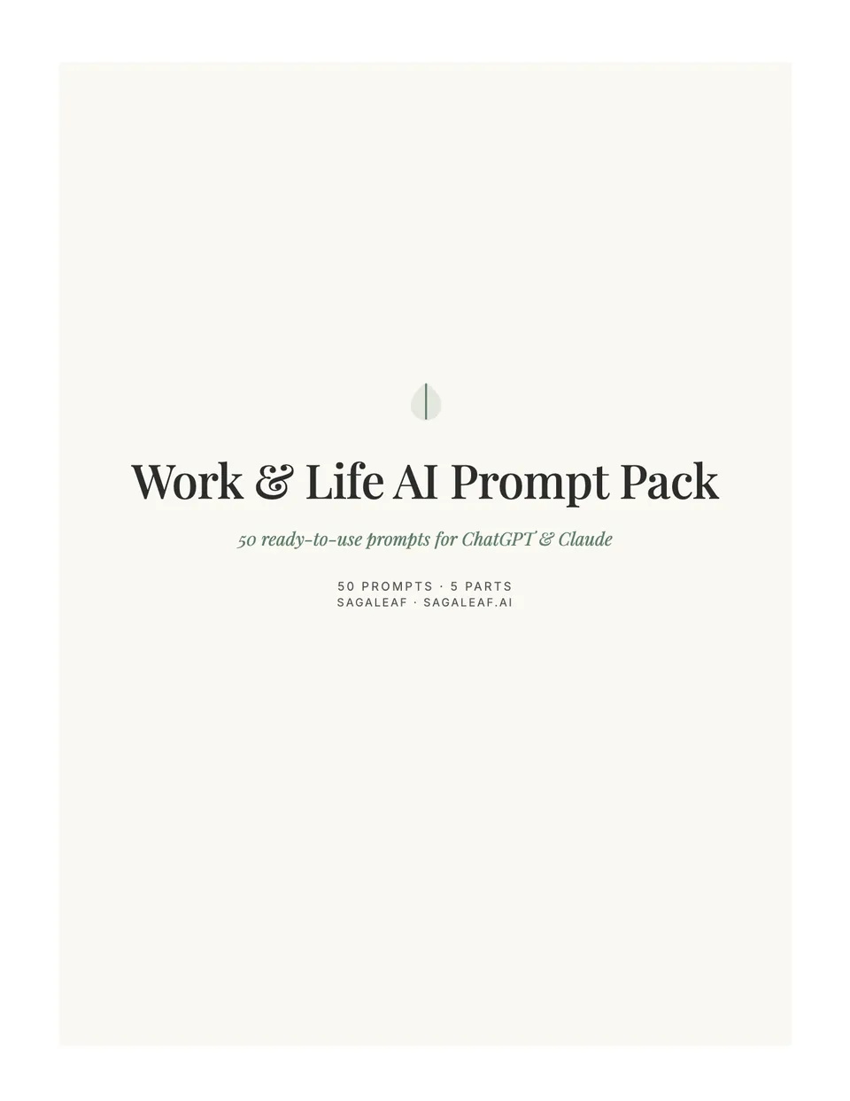 Cover of the Work and Life AI Prompt Pack