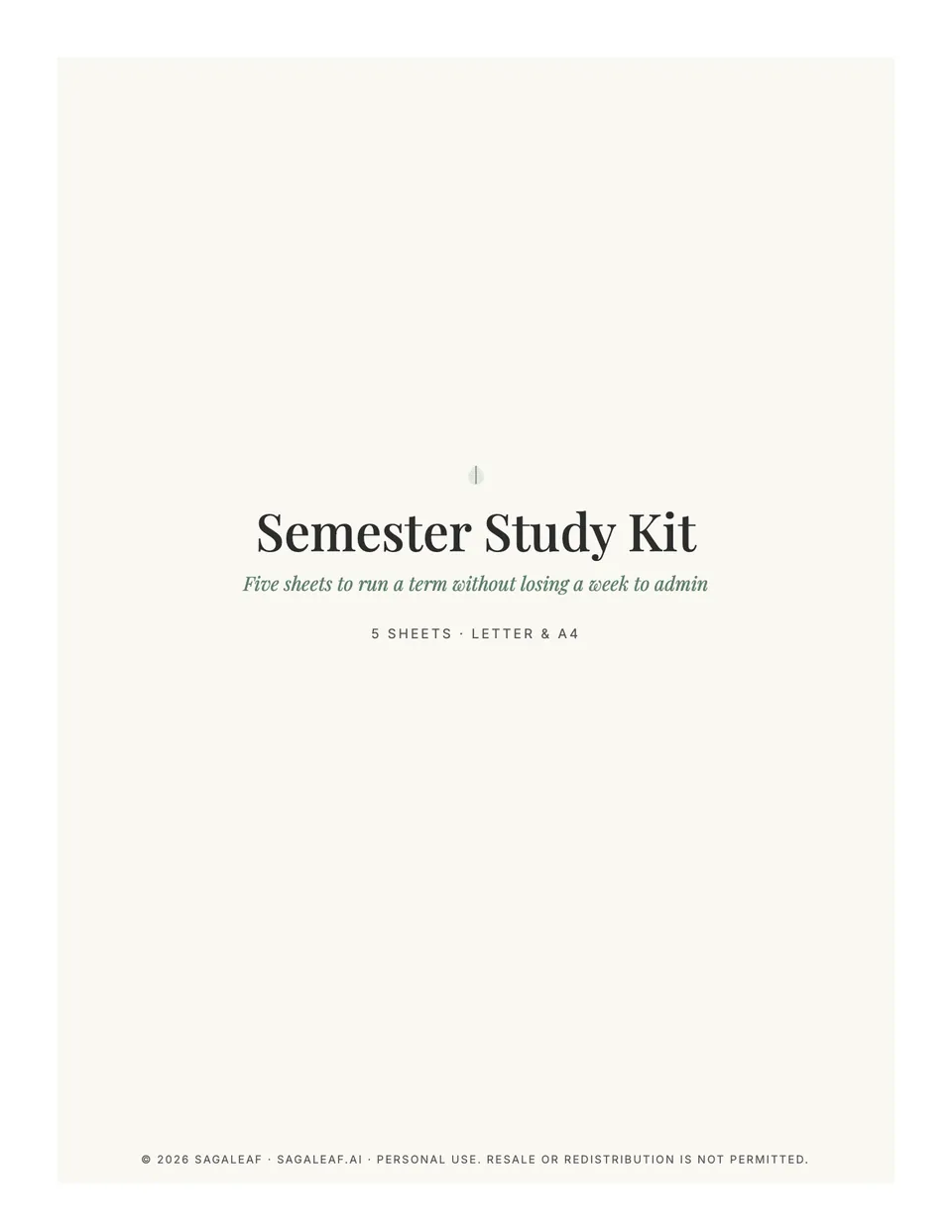 Cover of the Semester Study Kit
