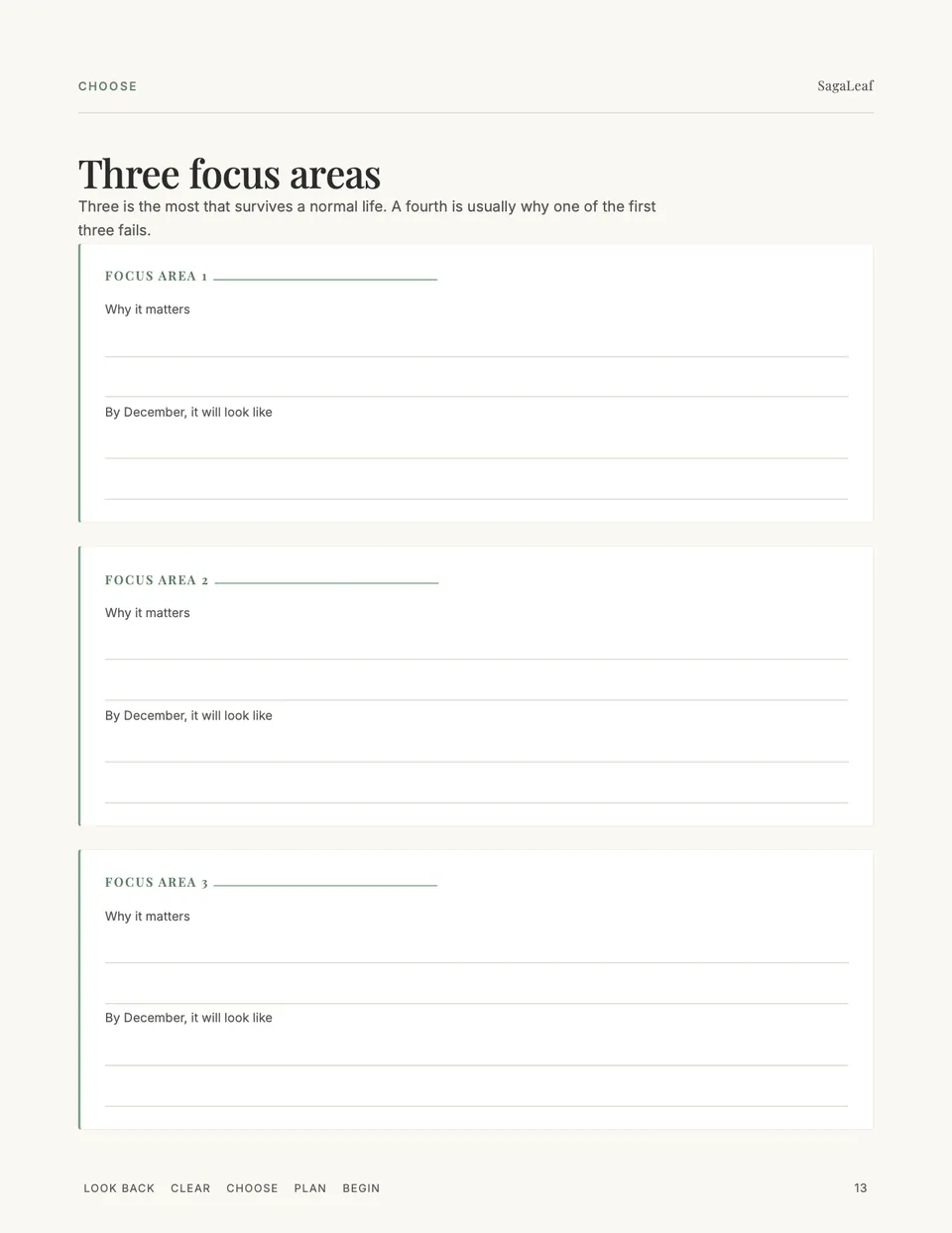 Three focus areas, each with why it matters and what it will look like by December